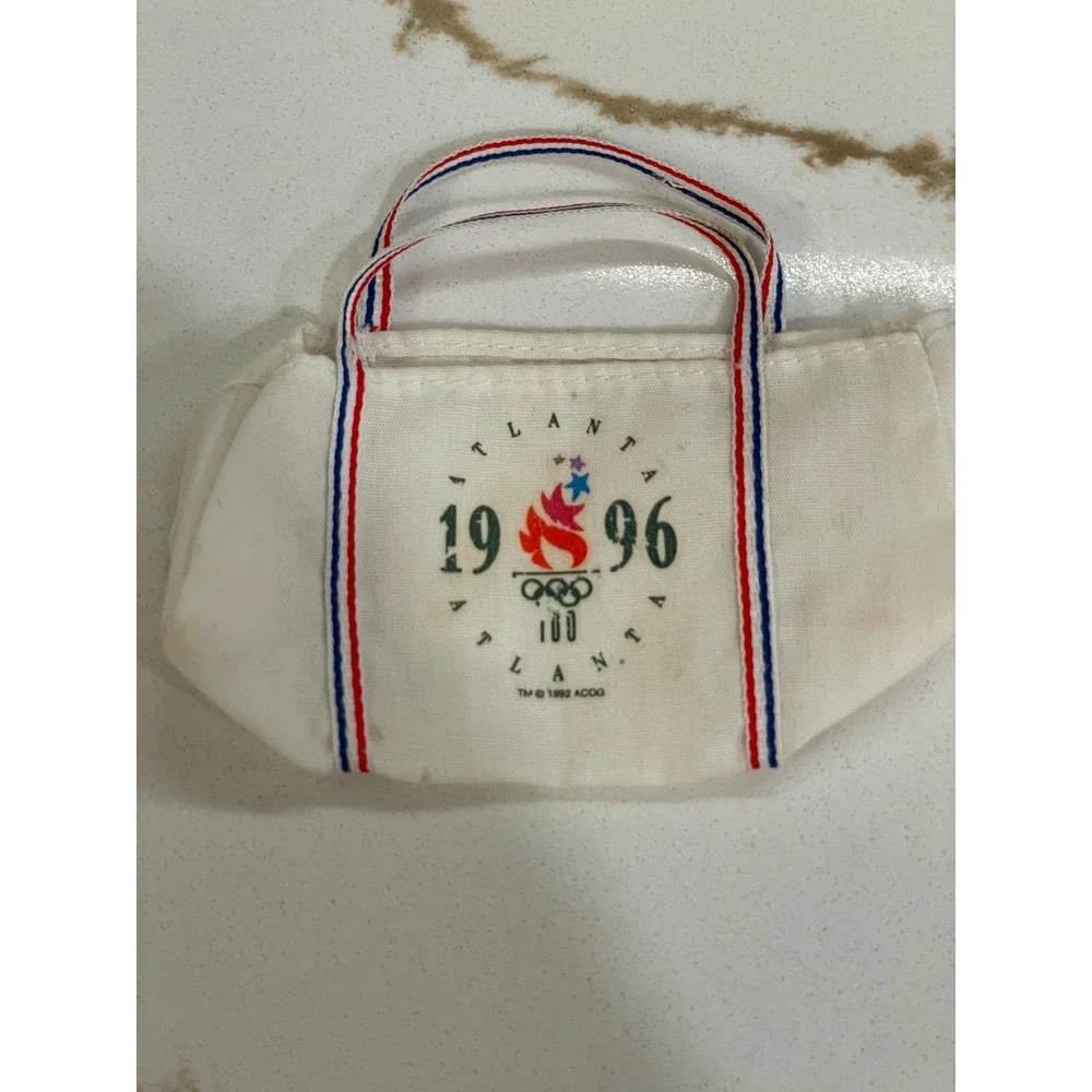 Vtg Barbie 1996 Olympic‎ Bag Atlanta USA White Tote Duffel Accessories Doll Size